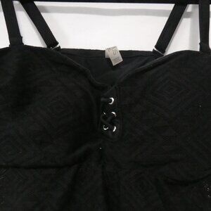 CACTUS | 2X | Chic Black Spaghetti Strap Lace Top | Lace-Up Front Design